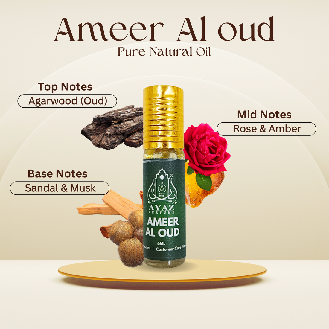 Ayaz Perfume Ameer Al Oudh | Long-Lasting Roll-On Attar – 6ml ( Pack of 2 )