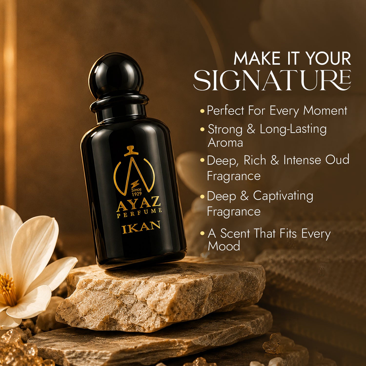 AYAZ IKAN Floral Eau De Parfum (EDP) Perfume for Men & Women | Premium Long Lasting Luxury Fragrance | Floral Fresh Woody Notes | Spray | Available 50 ML & 100 ML