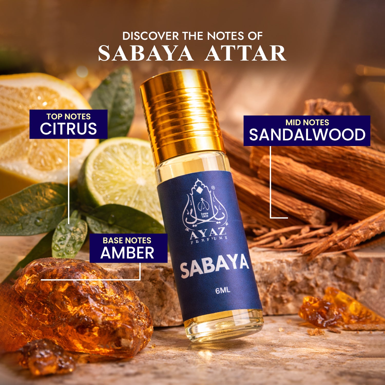 Ayaz Sabaya Attar 6ML – Long Lasting Alcohol-Free Roll-On Perfume for Women & Men