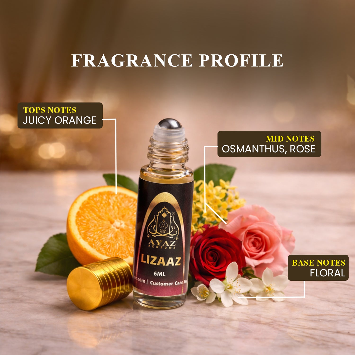 Ayaz Lizaaz Attar 6ML – Alcohol-Free Roll-On Perfume | Citrus Floral Fresh Long Lasting Fragrance for Men & Women