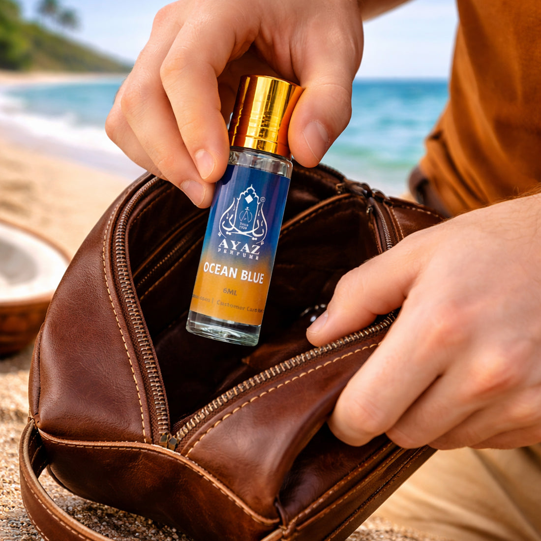 Ayaz Ocean Blue Attar 6ML – Fresh Aquatic Long Lasting Alcohol-Free Roll-On Perfume for Men & Women