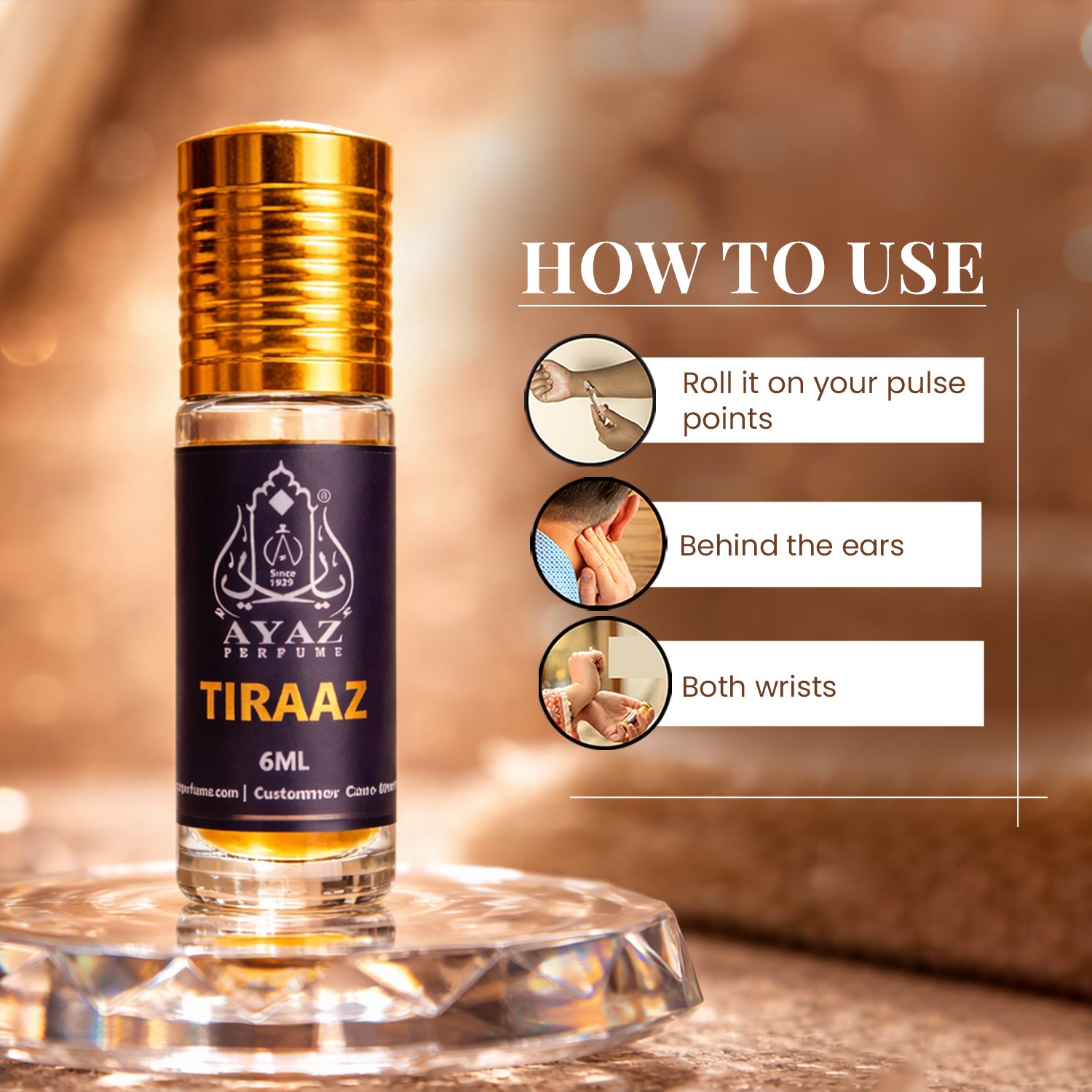 Ayaz Ameer Al Oud + Tiraaz Attar Combo (6ML Each) | Long Lasting Alcohol-Free Perfume Oil for Men & Women