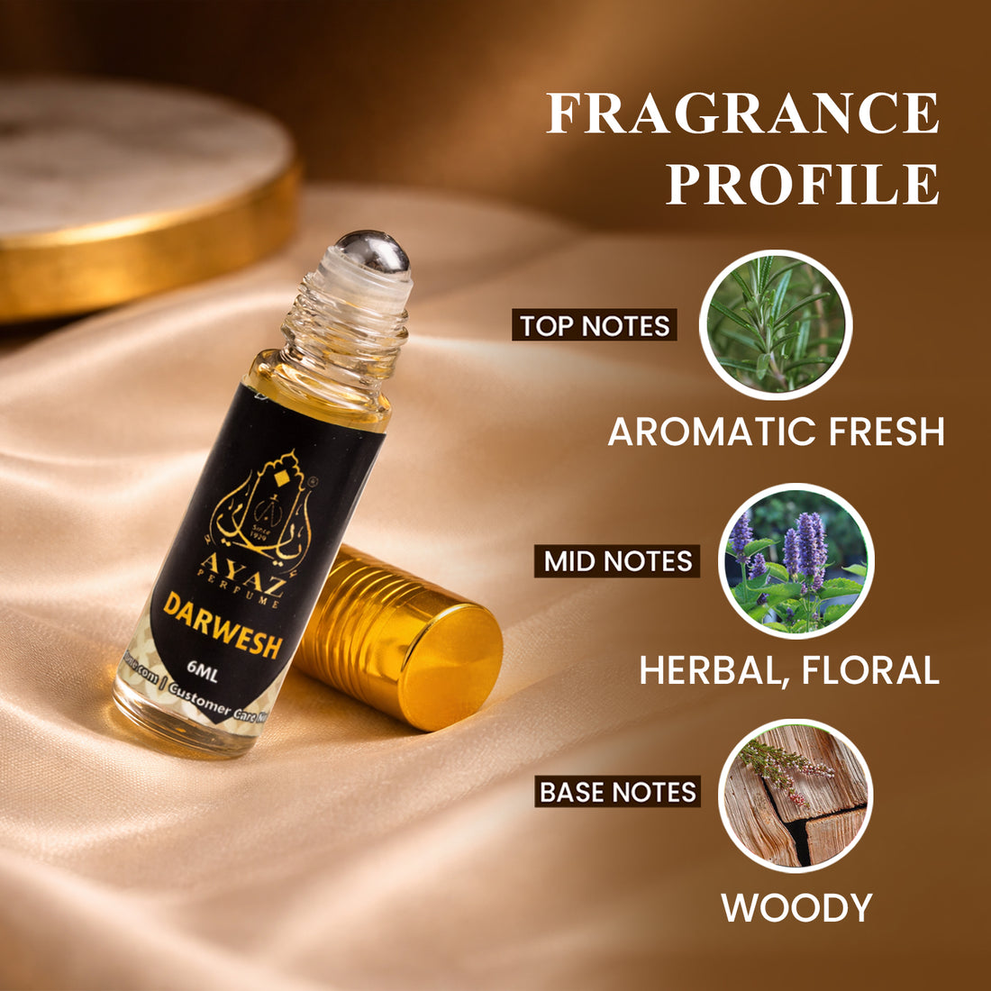 Ayaz Darwesh Attar 6ML – Alcohol-Free Roll-On Perfume | Fresh Aromatic Long Lasting Fragrance for Men & Women