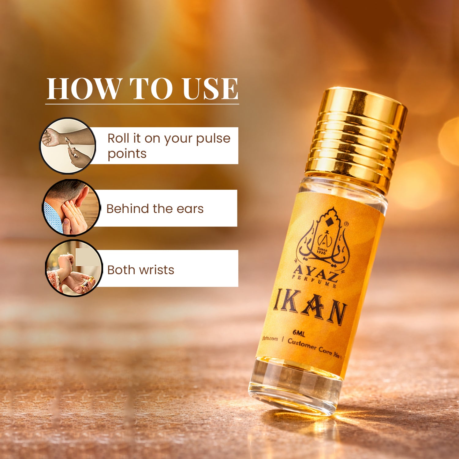 Ayaz IKAN Attar 6ML – Long Lasting Alcohol-Free Roll-On Perfume for Men & Women