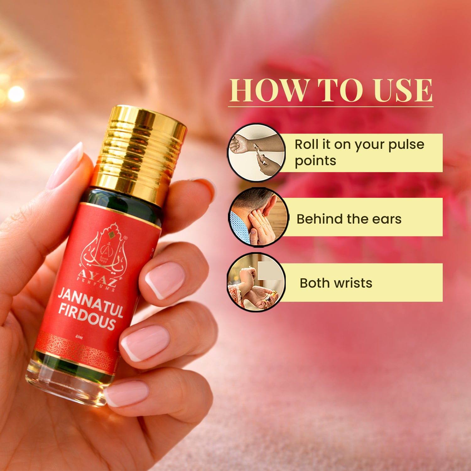 Ayaz Jannatul Firdous Attar 6ML – Long Lasting Alcohol-Free Roll-On Perfume for Men & Women