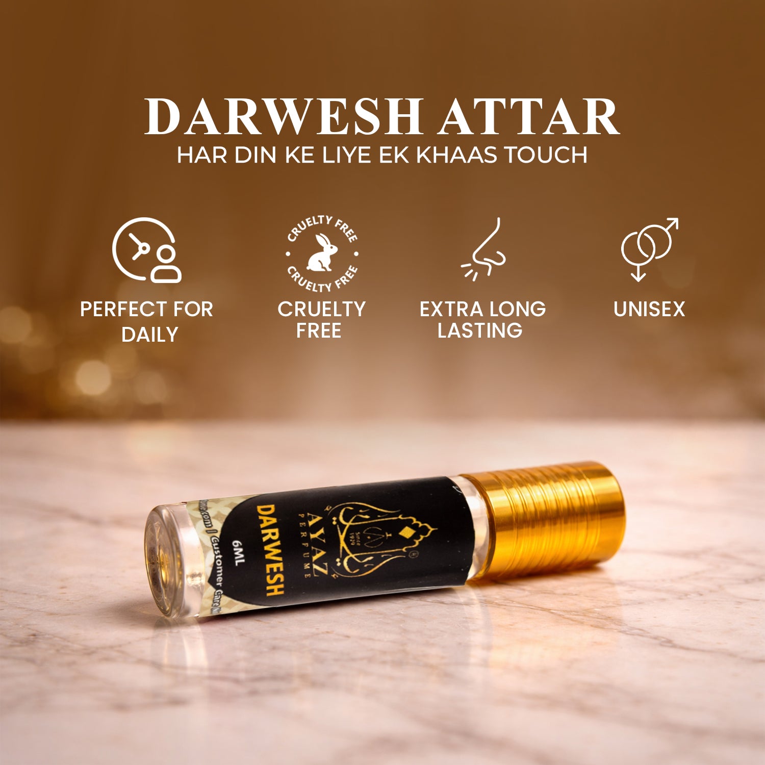 Ayaz Darwesh Attar 6ML – Alcohol-Free Roll-On Perfume | Fresh Aromatic Long Lasting Fragrance for Men & Women