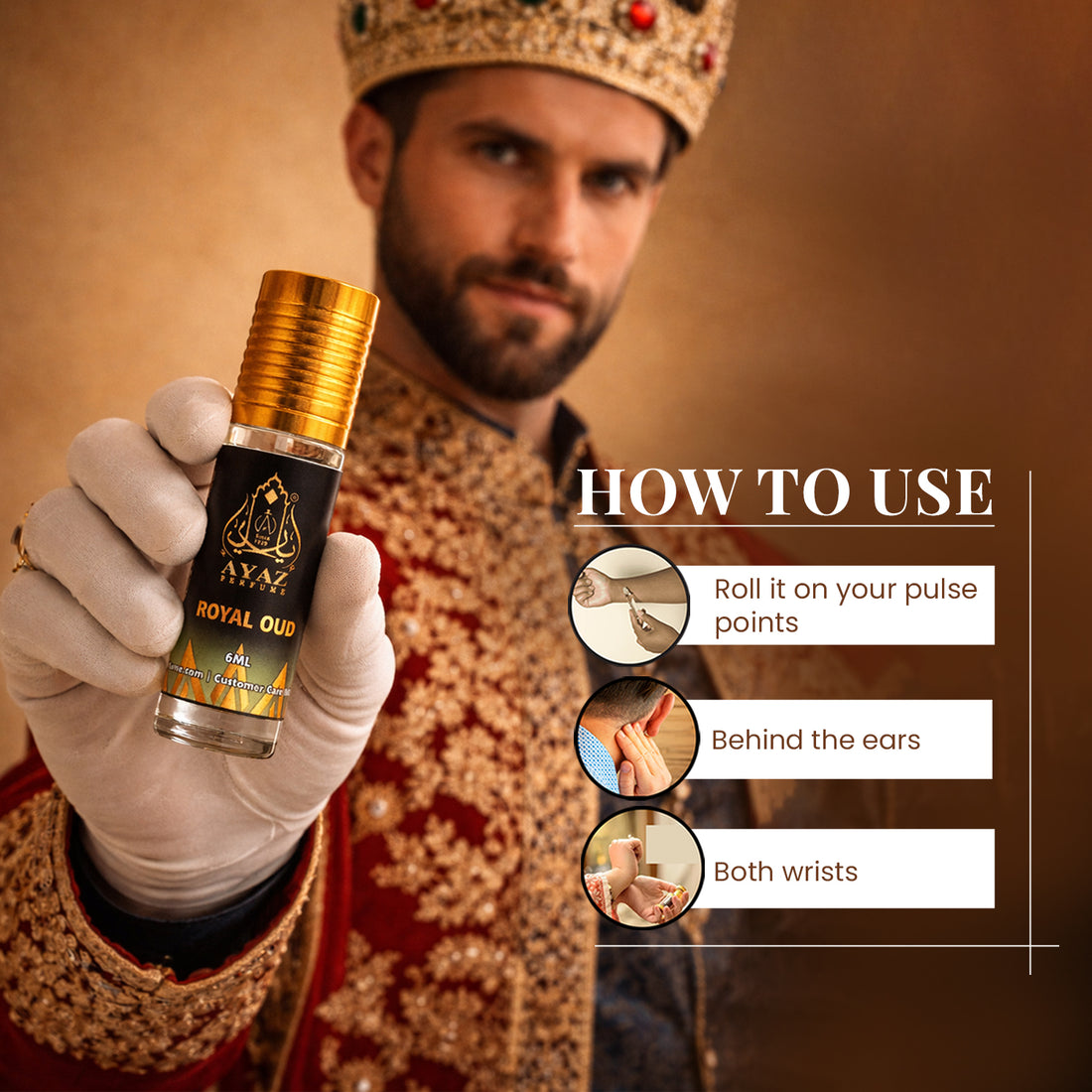 Ayaz Royal Oud Attar 6ML – Alcohol-Free Roll-On Perfume | Woody Oriental Long Lasting Fragrance for Men & Women