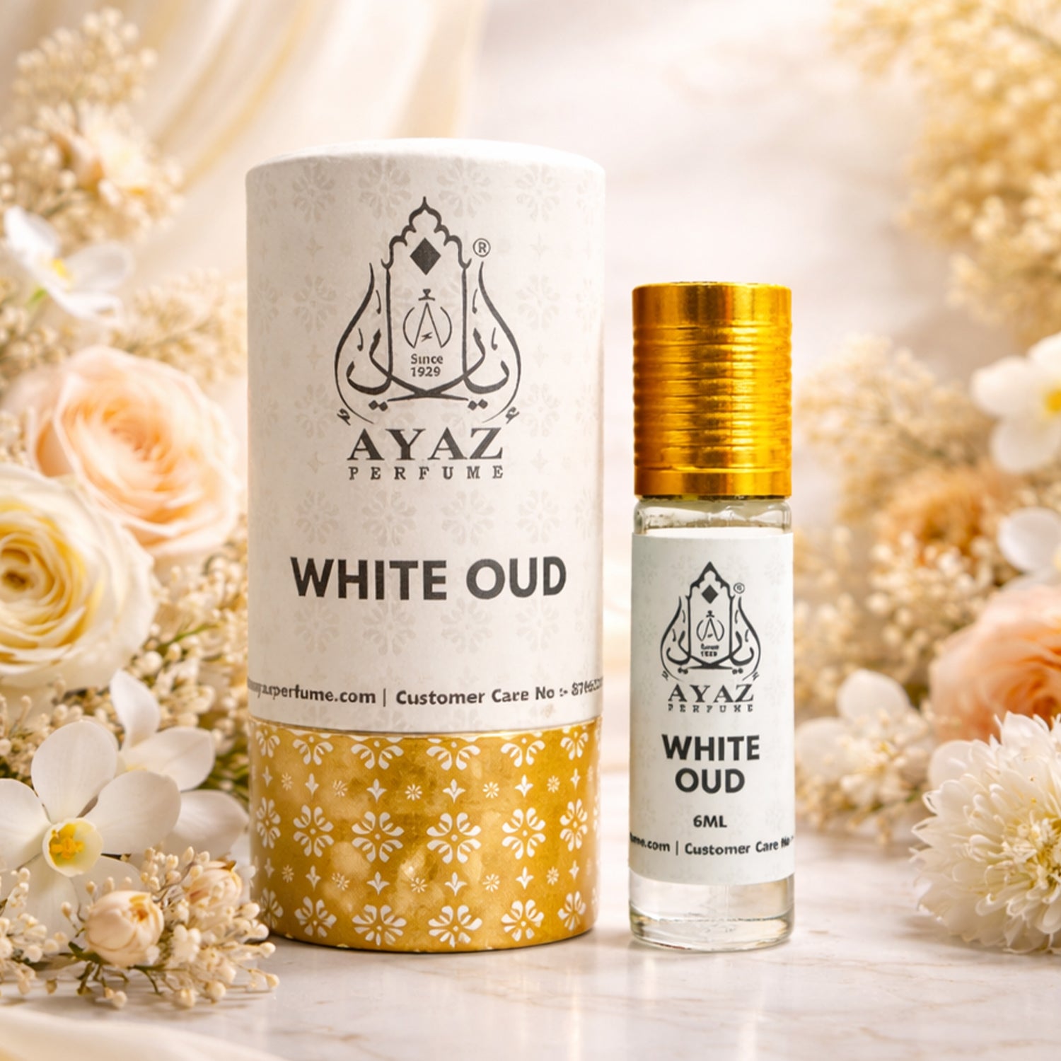 Ayaz White Oud Attar 6ML – Alcohol-Free Roll-On Perfume | Woody Floral Spicy Long Lasting Fragrance for Men & Women