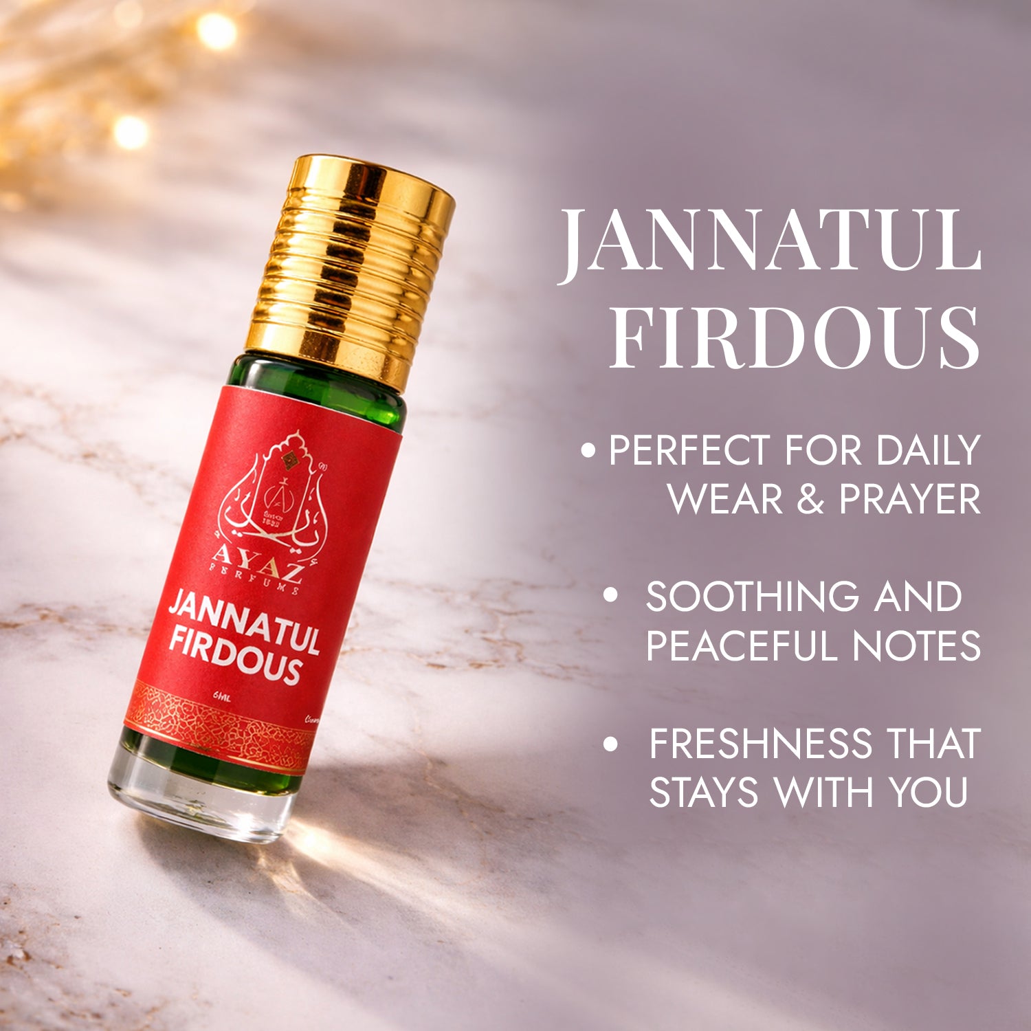 Ayaz Jannatul Firdous Attar 6ML – Long Lasting Alcohol-Free Roll-On Perfume for Men & Women