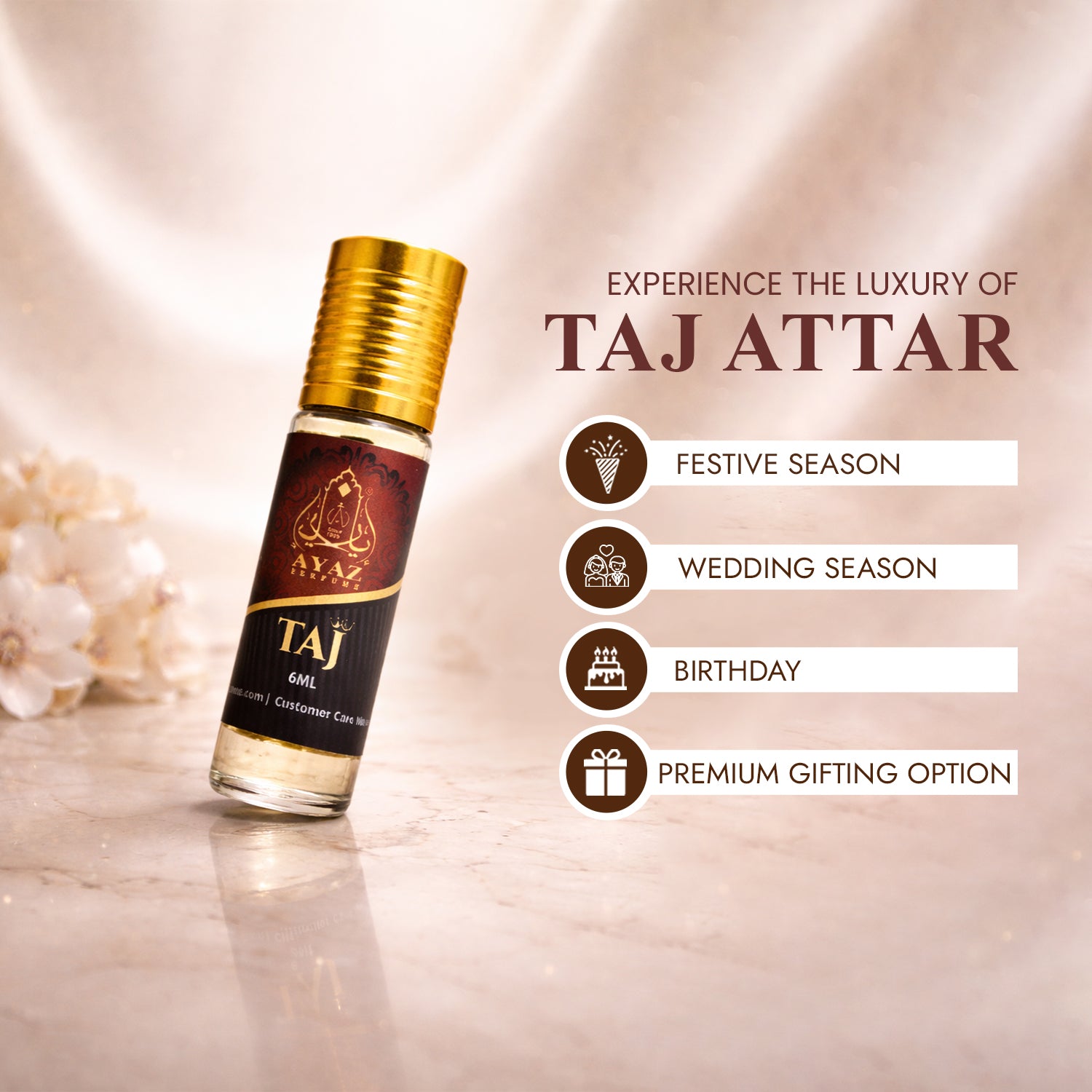 Ayaz Taj Attar 6ML – Alcohol-Free Roll-On Perfume | Fresh Citrus Woody Long Lasting Fragrance for Men & Women