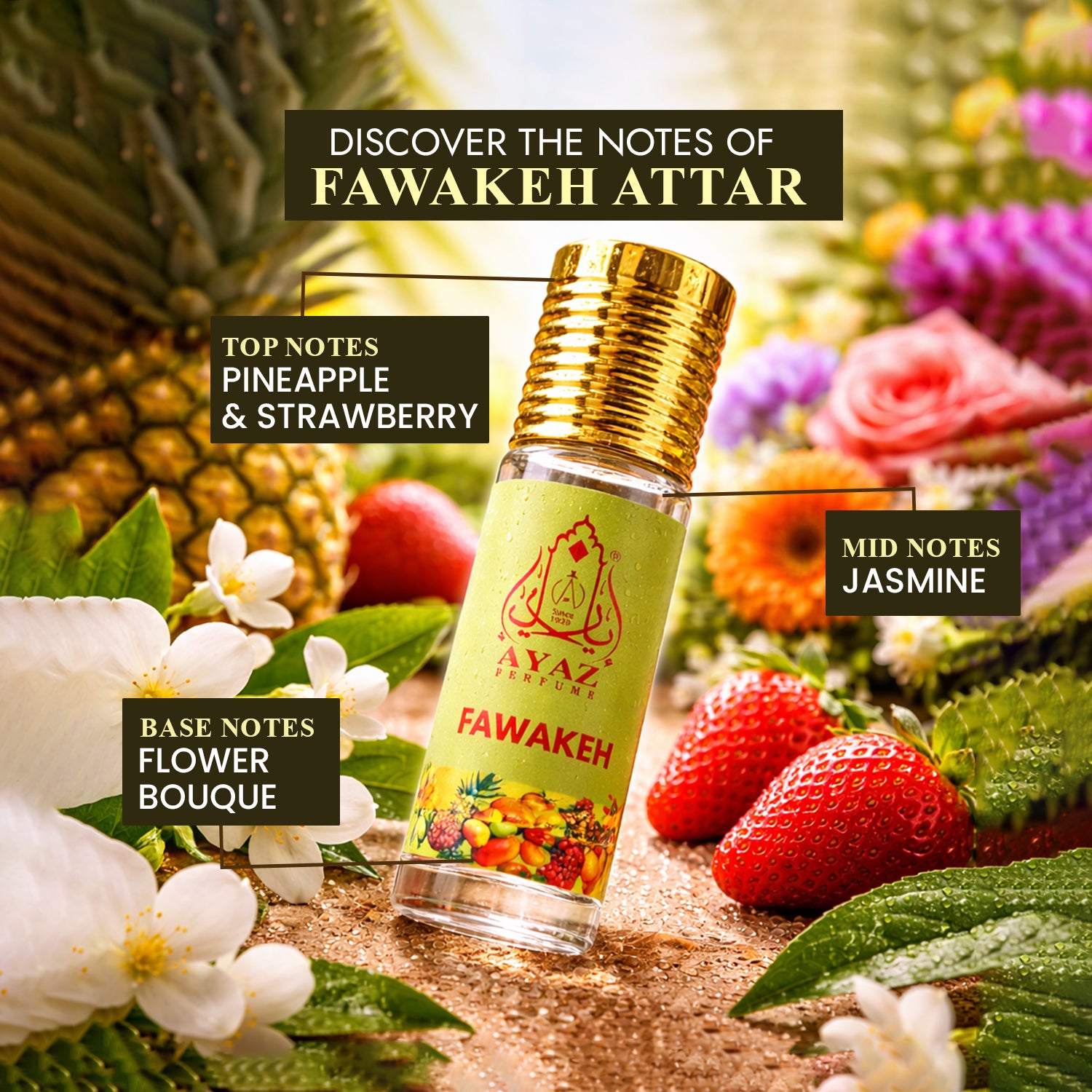 Ayaz Fawakeh Attar 6ML – Fruity Alcohol-Free Roll-On Perfume | Long Lasting Attar for Men & Women