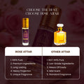 Ayaz Premium Rose Attar 6ML – Long Lasting Alcohol-Free Roll-On Perfume for Men & Women