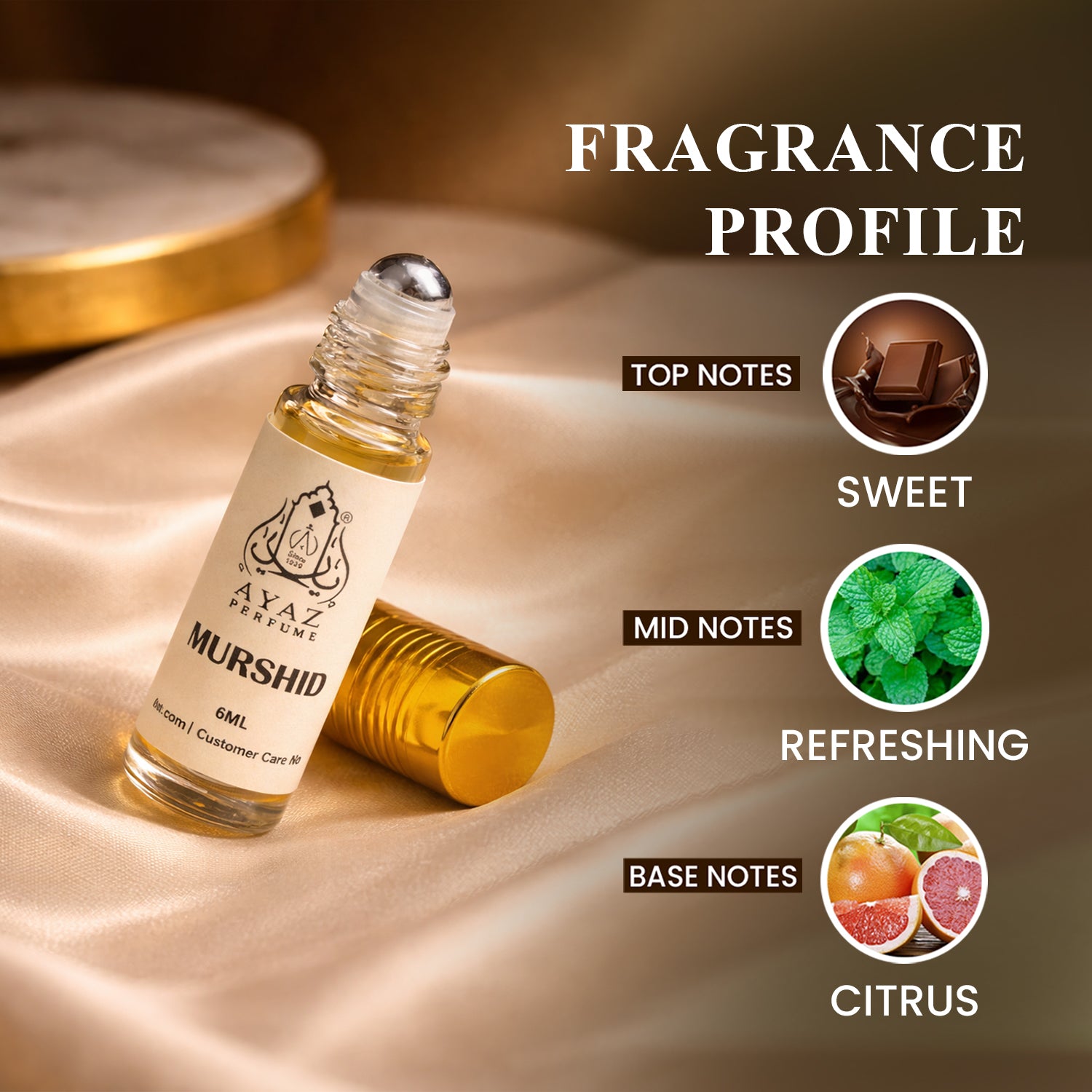 Ayaz Murshid Attar 6ML – Sweet & Fresh Long Lasting Alcohol-Free Roll-On Perfume for Men & Women
