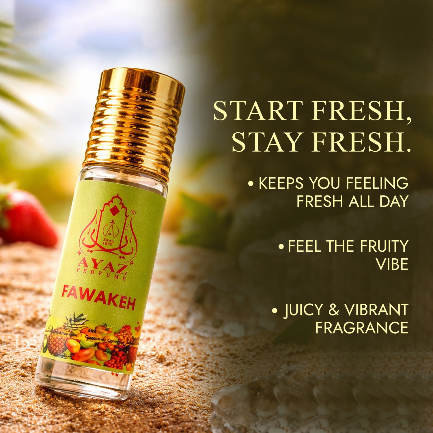 Ayaz Fawakeh Attar 6ML – Fruity Alcohol-Free Roll-On Perfume | Long Lasting Attar for Men & Women