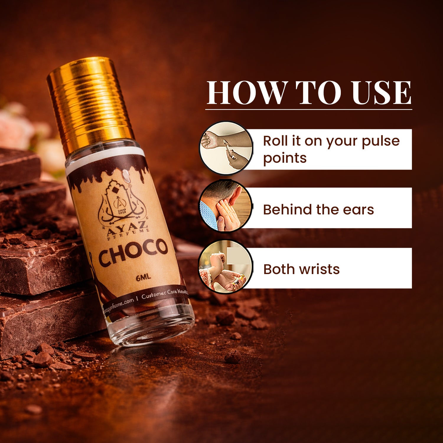 Ayaz Choco Attar 6ML – Long Lasting Alcohol-Free Roll-On Perfume for Men & Women