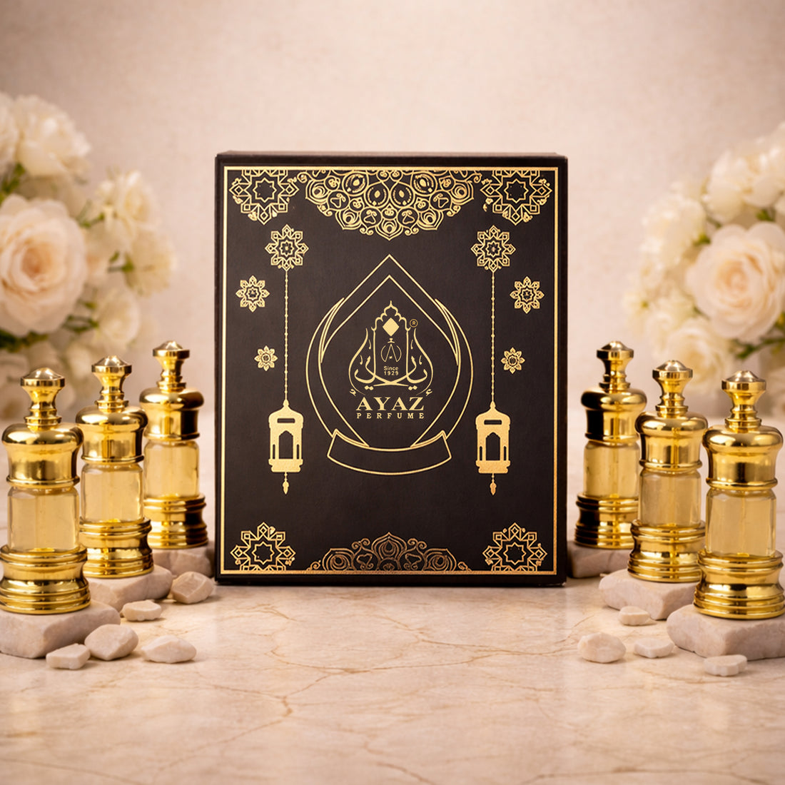 Ayaz Premium Attar Combo Pack of 6 for Men | Long Lasting Alcohol-Free Perfume Oil Set | Luxury Oud, Floral & Woody Fragrance Collection | Gift Set for Men 3 ML Each