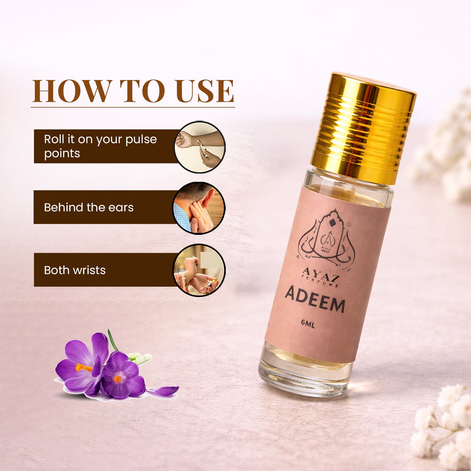 Ayaz Adeem + Sabaya Attar Combo (6ML Each) | Long Lasting Alcohol-Free Perfume Oil for Men & Women