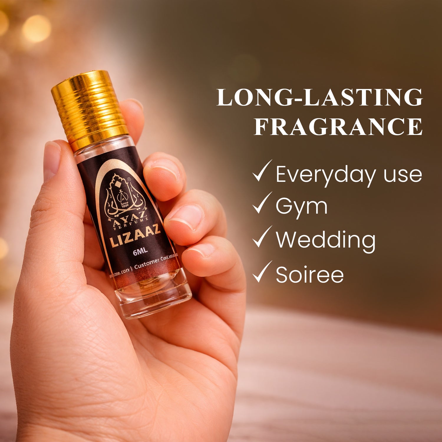 Ayaz Lizaaz Attar 6ML – Alcohol-Free Roll-On Perfume | Citrus Floral Fresh Long Lasting Fragrance for Men & Women