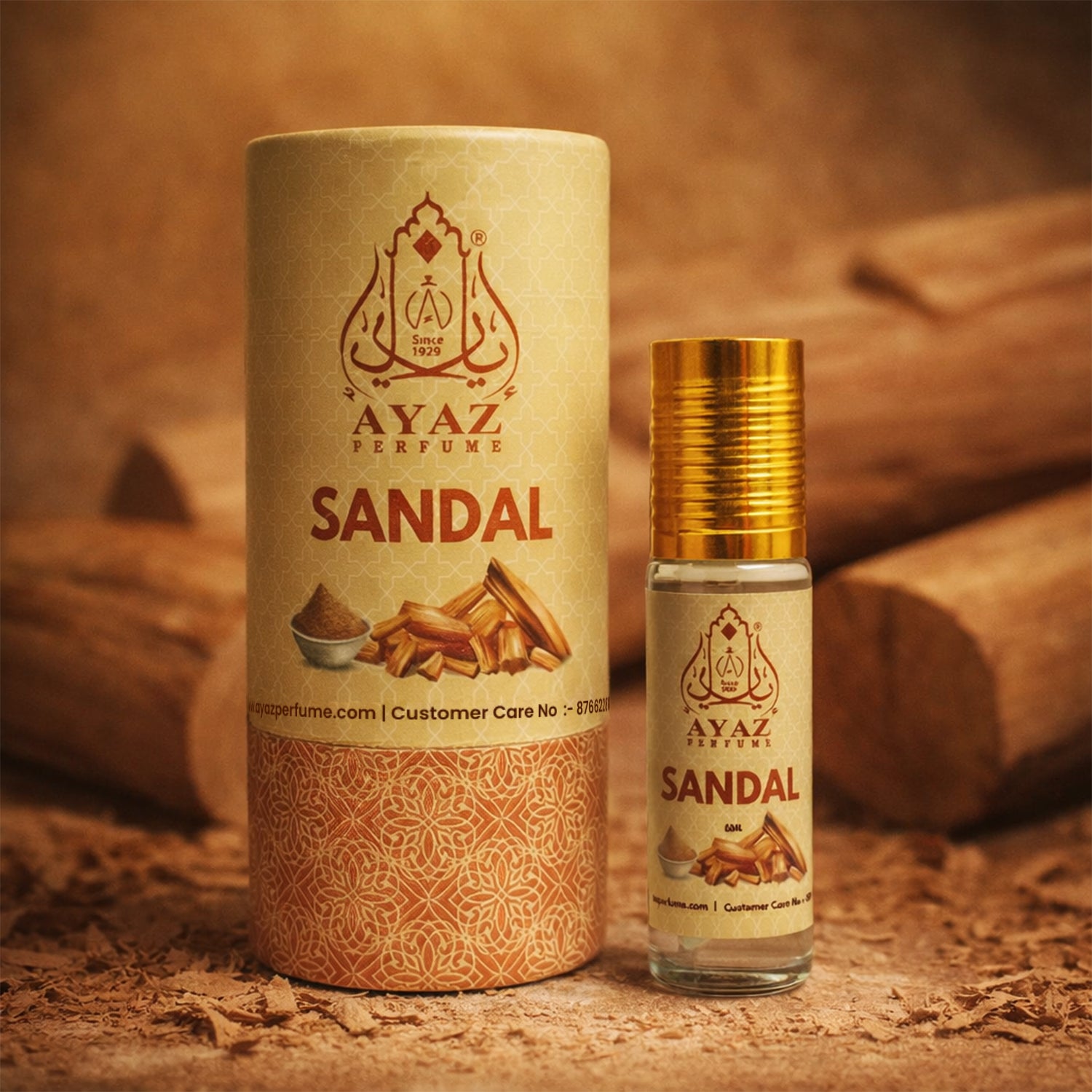 Ayaz Sandal Attar 6ML – Pure Sandalwood Alcohol-Free Roll-On | Long Lasting Attar for Men & Women