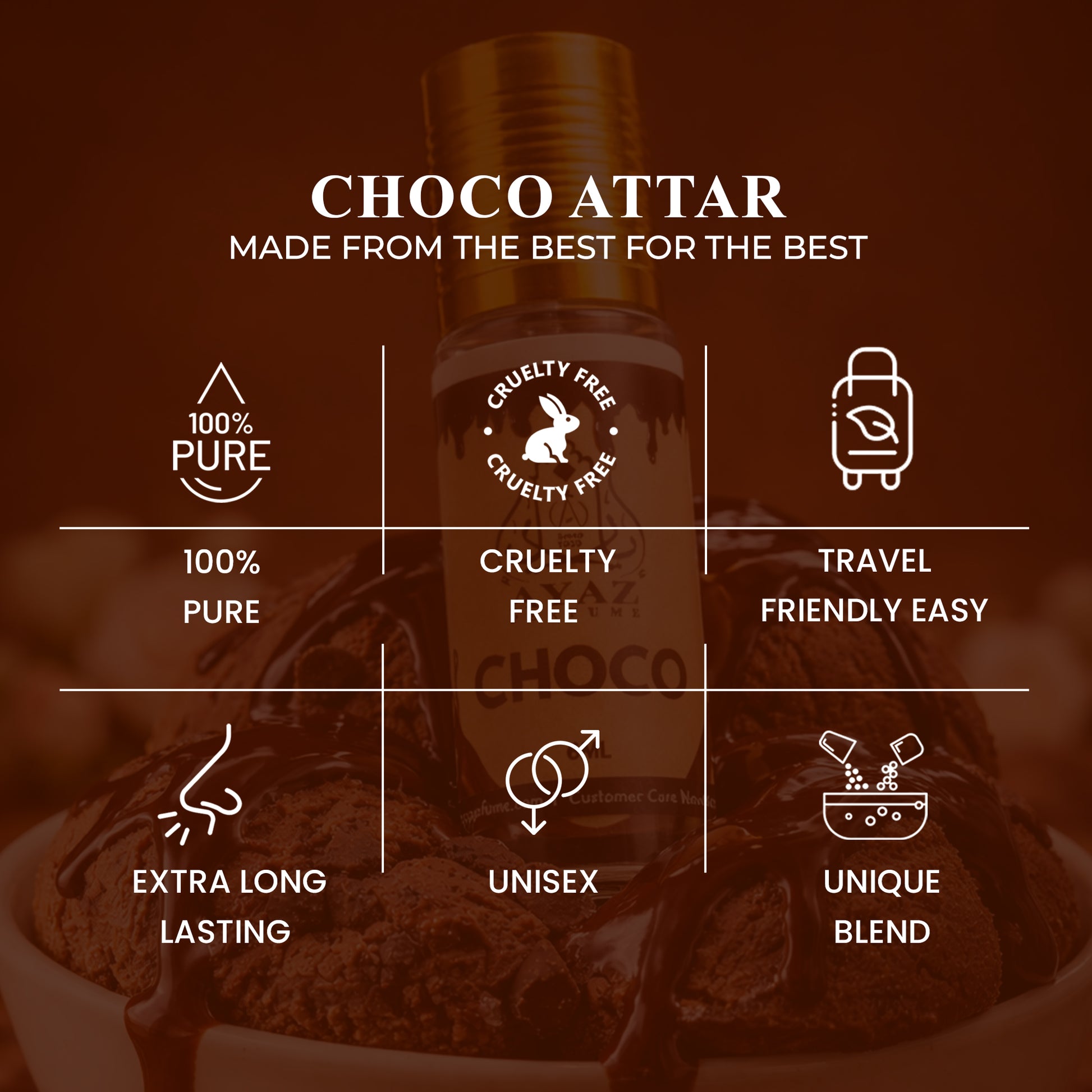 Ayaz Choco Attar 6ML – Long Lasting Alcohol-Free Roll-On Perfume for Men & Women