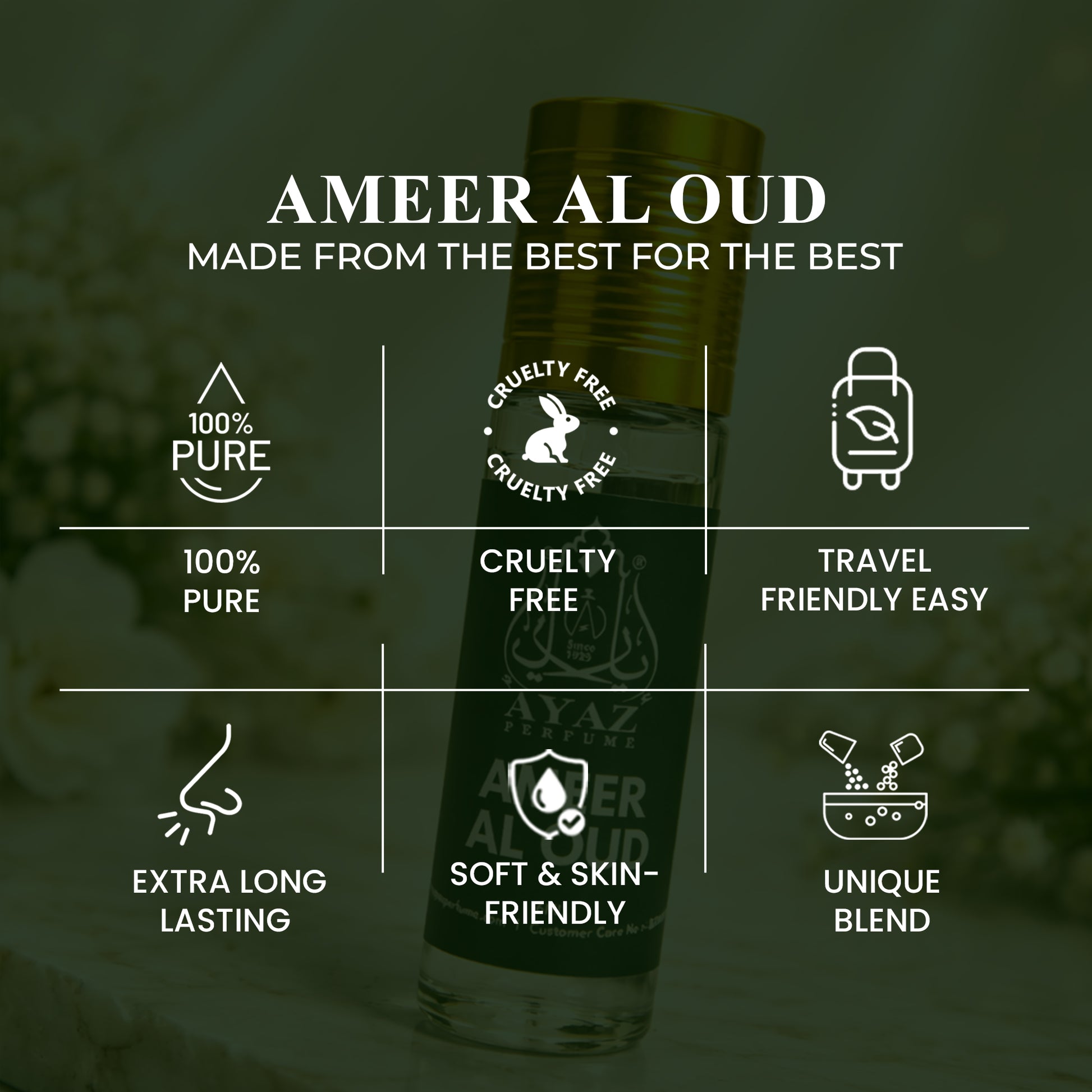 Ayaz Ameer Al Oud Attar 6ML – Long Lasting Alcohol-Free Roll-On Perfume for Men & Women