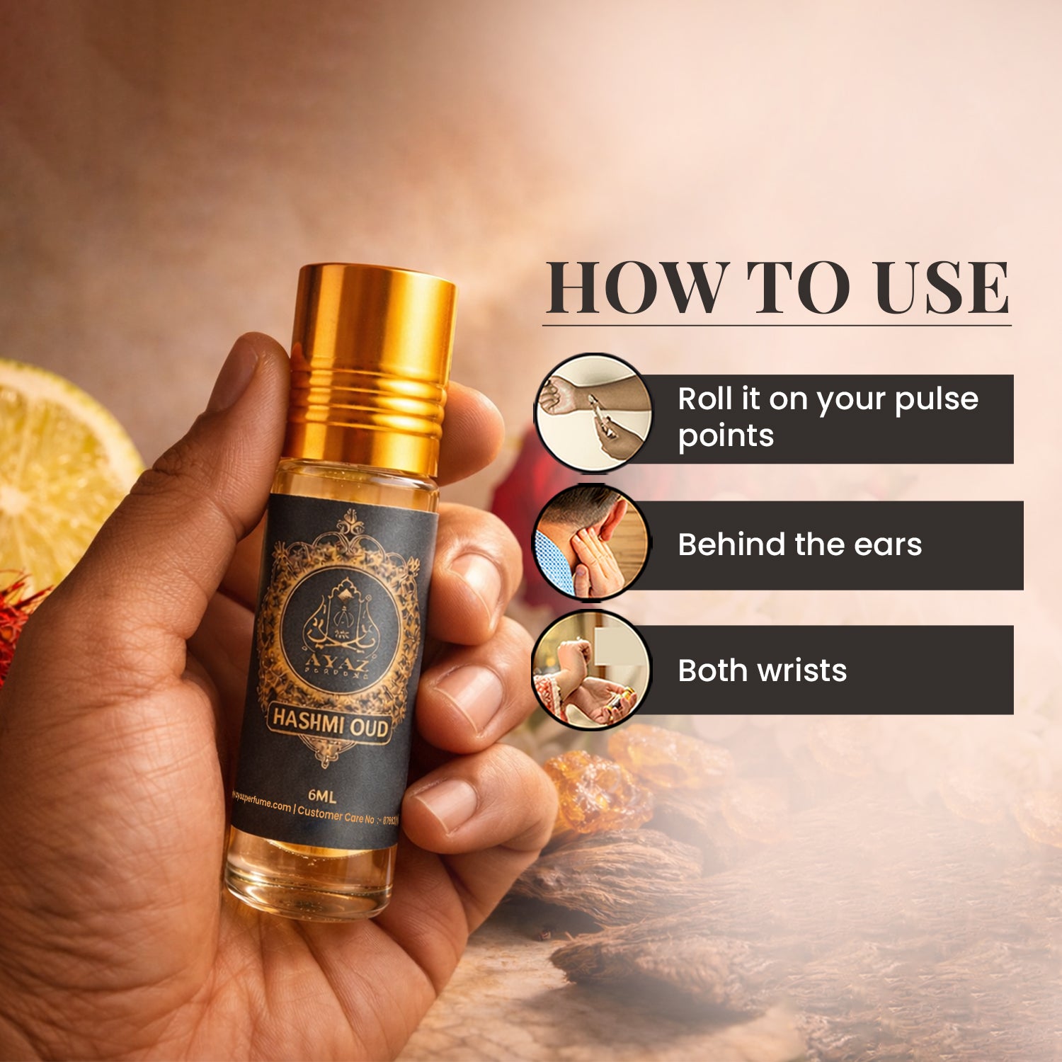 Ayaz Hashmi Oud Attar 6ML – Long Lasting Alcohol-Free Roll-On Perfume for Men & Women