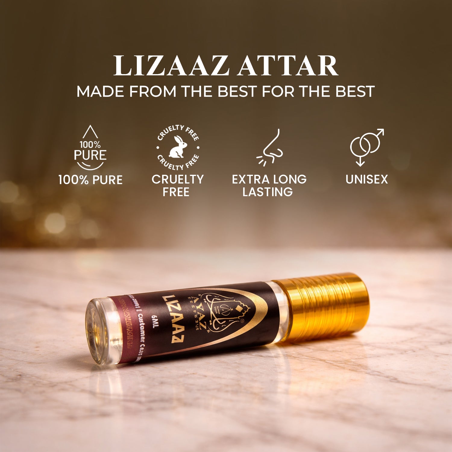 Ayaz Lizaaz Attar 6ML – Alcohol-Free Roll-On Perfume | Citrus Floral Fresh Long Lasting Fragrance for Men & Women