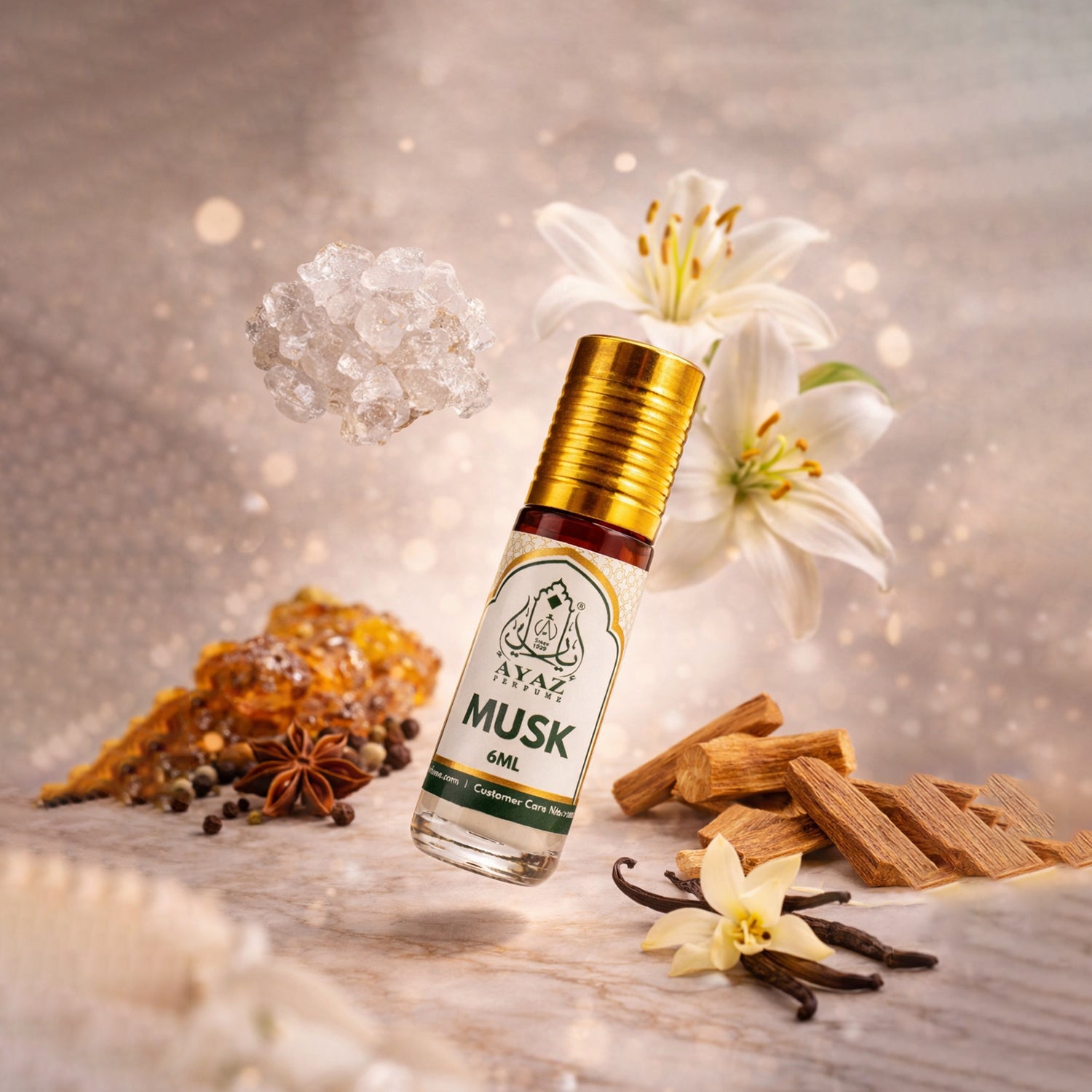 Ayaz Musk Attar 6ML – Long Lasting Alcohol-Free Roll-On Perfume for Men & Women