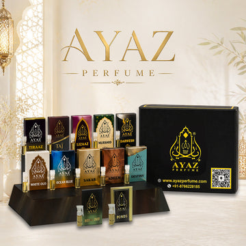 Ayaz Attar 1ML Tester Combo Pack (12 Fragrances) | Alcohol-Free Long Lasting Perfume Oil for Men & Women