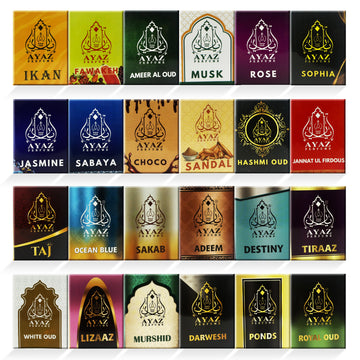 Ayaz 24 Premium Attar Tester Combo (1ML Each) | Alcohol-Free Roll-On Perfume Set | Long-Lasting Fragrance Collection for Men & Women