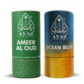 Ayaz Ameer Al Oud + Ocean Blue Attar Combo (6ML Each) | Long Lasting Alcohol-Free Perfume Oil for Men & Women