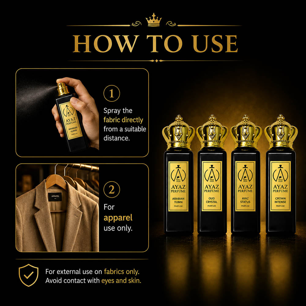 Ayaz Perfume Luxury Oud Parfum Combo Pack of 4 (Arabian Yumn, Oud Crystal, Ayaz Status & Crown Intense) – Long Lasting Premium Fragrance | 20 ml Each (80 ml Total)