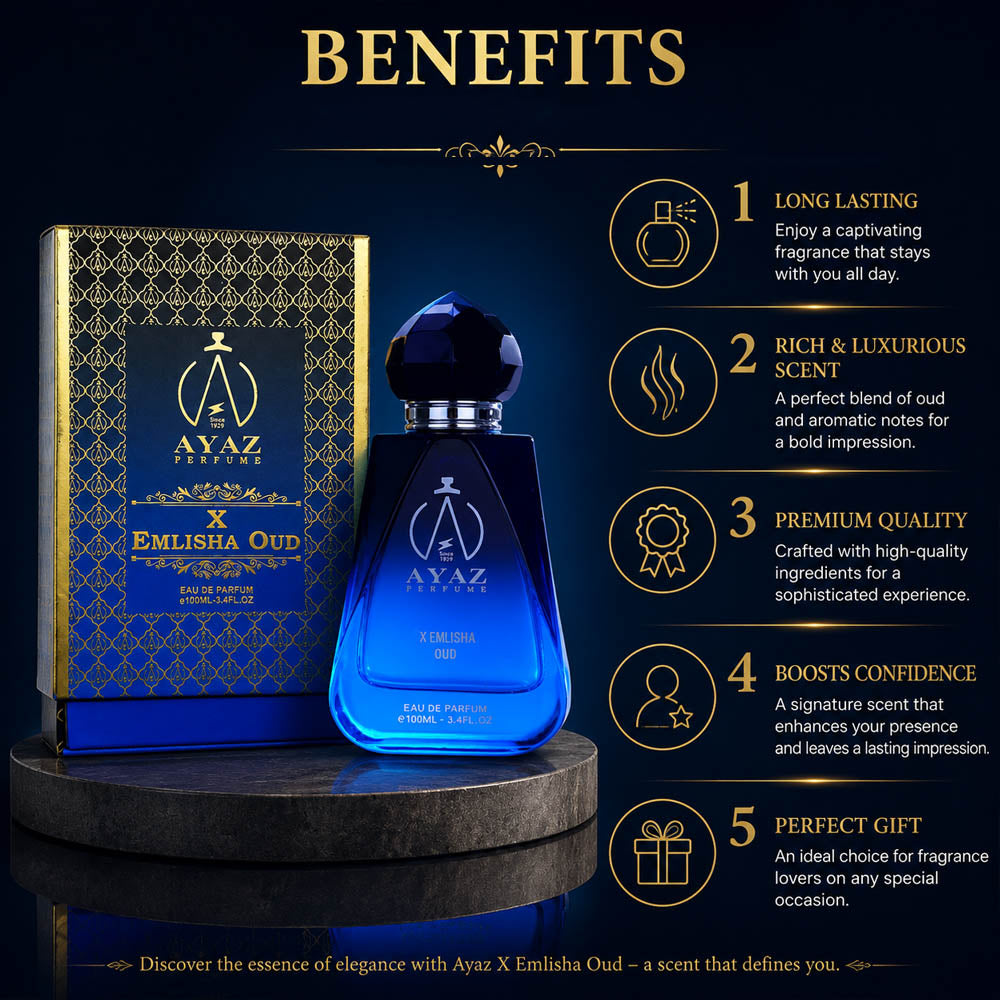 Ayaz X Emlisha Oud Eau De Parfum - Long Lasting Luxury Scent - 100ml