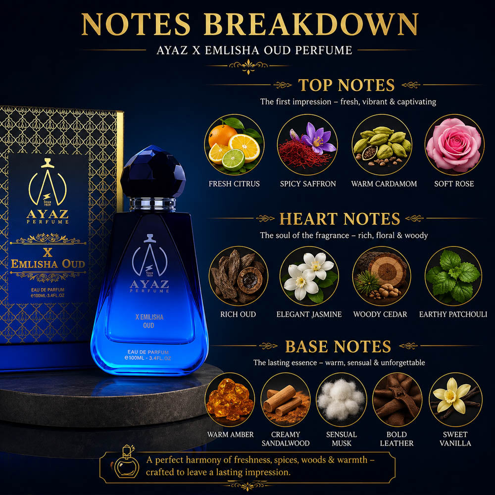 Ayaz X Emlisha Oud Eau De Parfum - Long Lasting Luxury Scent - 100ml