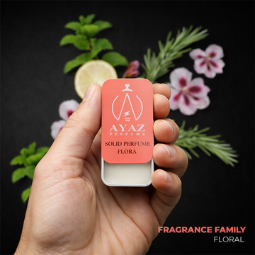 Ayaz Perfume FLORA Solid Perfume for Men & Women | Floral Romantic Fragrance | Long Lasting Solid Wax Perfume | Smooth Natural Texture | Roll-Up Slider | Strong & Lasting Fragrance | Easy to Use Gift Perfume 10g