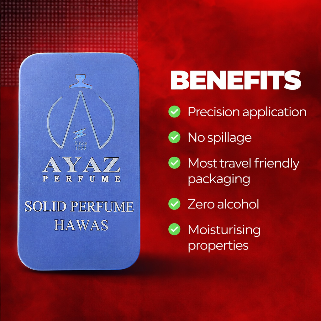 Ayaz Perfume Hawas Solid Perfume | Floral Romantic Fragrance | Long Lasting Solid Wax Perfume | Smooth Natural Texture | Roll-Up Slider | Strong & Lasting Fragrance | Easy to Use Gift Perfume for MEN & WOMEN 10g