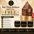 Ayaz Perfume ( Mukhallat Oud, Ameer Al Oud, Oud Al Aseel Bakhoor 40g Each ) + (1) Free Wooden Bakhoor Burner, ( Combo Pack of 3 )