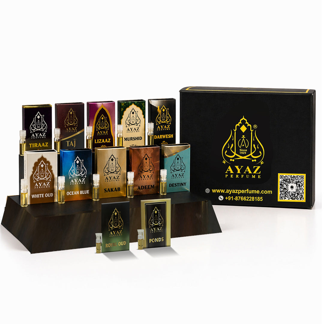 Ayaz 24 Premium Attar Tester Combo (1ML Each) | Alcohol-Free Roll-On Perfume Set | Long-Lasting Fragrance Collection for Men & Women