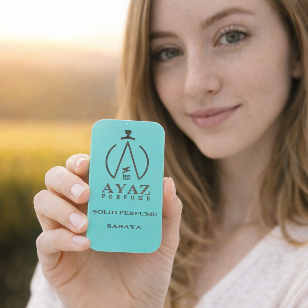 Ayaz Pefume Sabaya Solid Perfume for Men & Women | Floral Romantic Fragrance | Skin Friendly Long Lasting Wax Perfume | Smooth Natural Texture | Roll-Up Slider | Strong & Lasting Scent | Easy to Use & Perfect Gift 10g