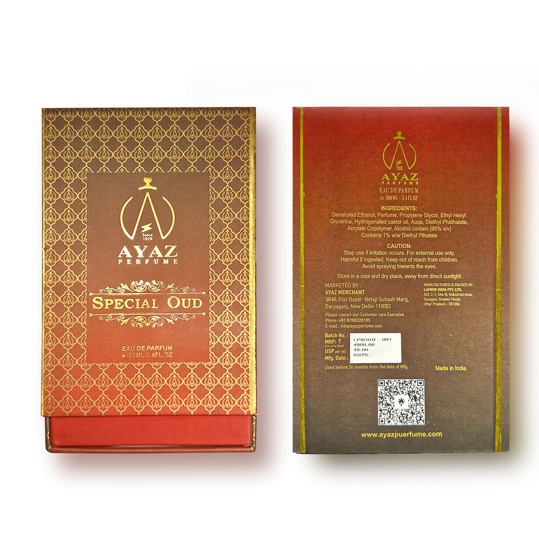 Ayaz Special Oud Eau De Parfum - Long Lasting Luxury Scent - 100ml