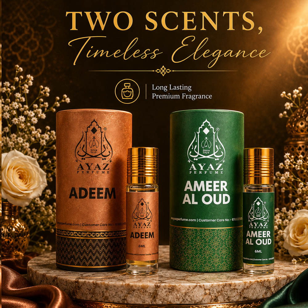 Ayaz Adeem + Ameer Al Oud Attar Combo (6ML Each) | Long Lasting Alcohol-Free Perfume Oil for Men & Women