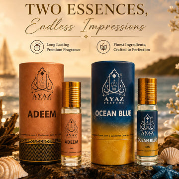 Ayaz Adeem + Ocean Blue Attar Combo (6ML Each) | Long Lasting Alcohol-Free Perfume Oil for Men & Women