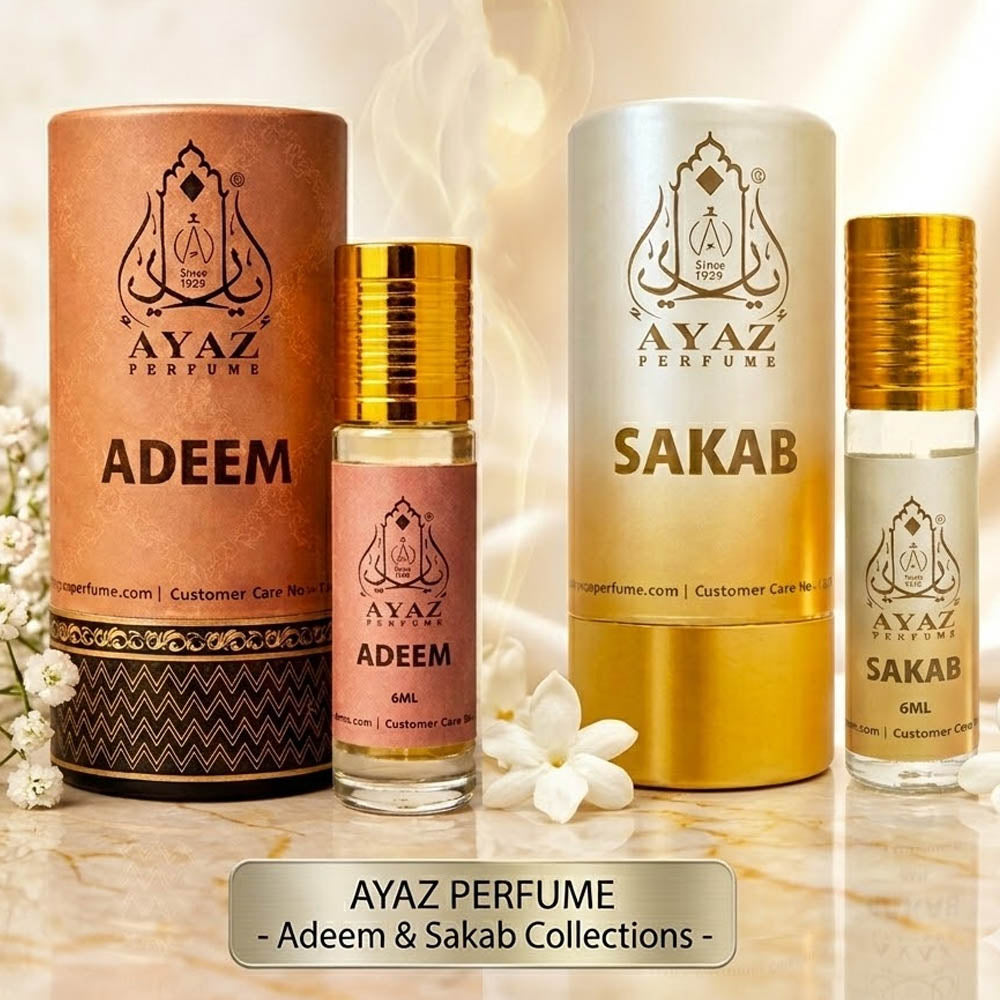 Ayaz Adeem + Sakab Attar Combo (6ML Each) | Long Lasting Alcohol-Free Perfume Oil for Men & Women