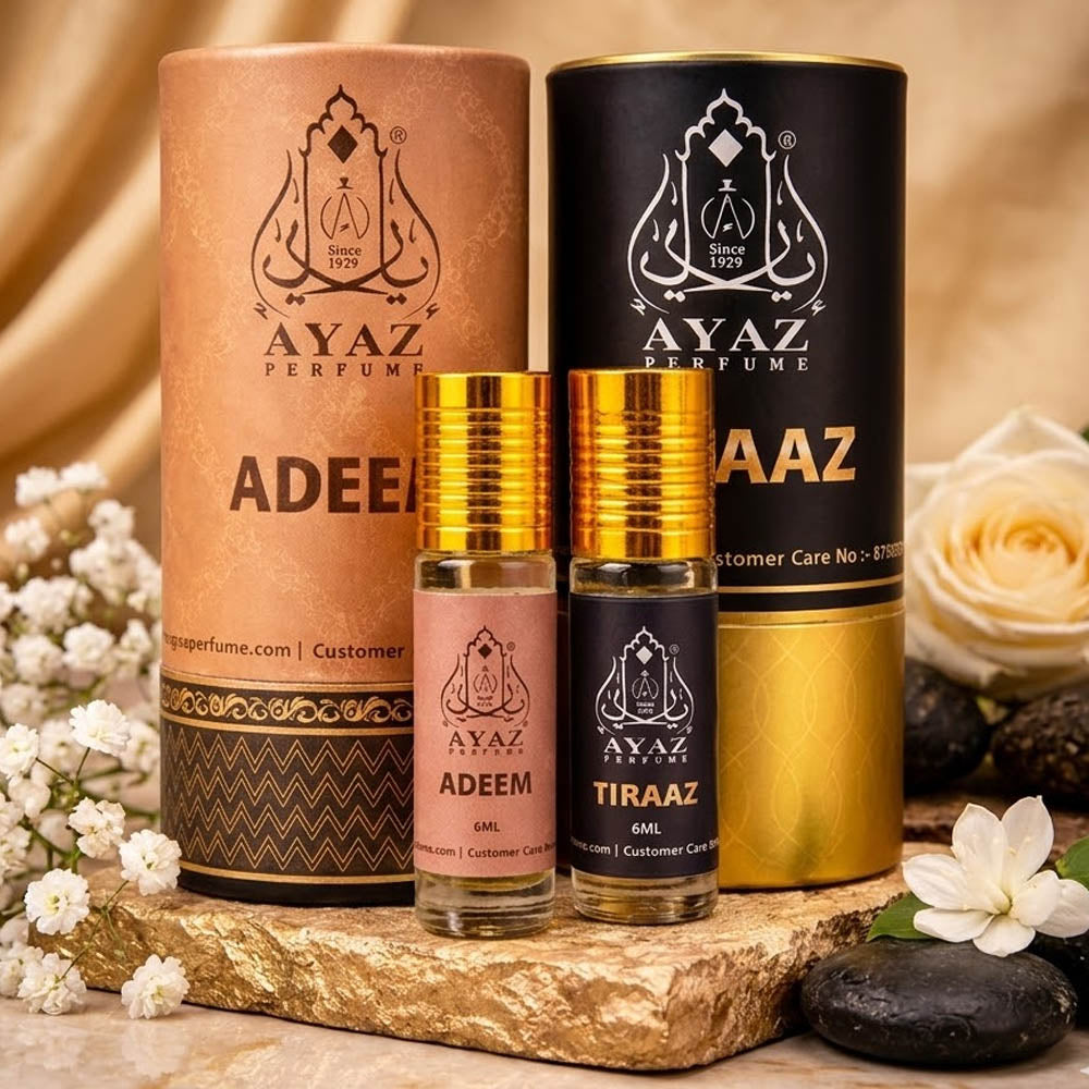 Ayaz Adeem + Tiraaz Attar Combo (6ML Each) | Long Lasting Alcohol-Free Perfume Oil for Men & Women