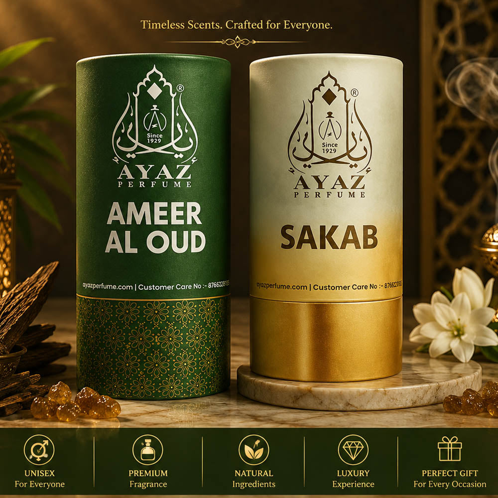 Ayaz Ameer Al Oud + Sakab Attar Combo (6ML Each) | Long Lasting Alcohol-Free Perfume Oil for Men & Women