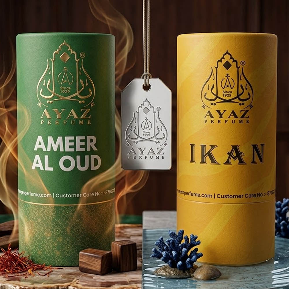 Ayaz Ameer Al Oud + Ikan Attar Combo (6ML Each) | Long Lasting Alcohol-Free Perfume Oil for Men & Women