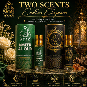 Ayaz Ameer Al Oud + Hashmi Oud Attar Combo (6ML Each) | Long Lasting Alcohol-Free Perfume Oil for Men & Women