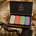 Ayaz Perfume Luxury Solid Wax Perfume Combo Pack of 4 (White Oud, Sabaya, Hawas & Flora) | Long-Lasting Alcohol-Free Solid Perfume | Skin-Friendly | Travel-Friendly Roll-Up Slider | For Men & Women
